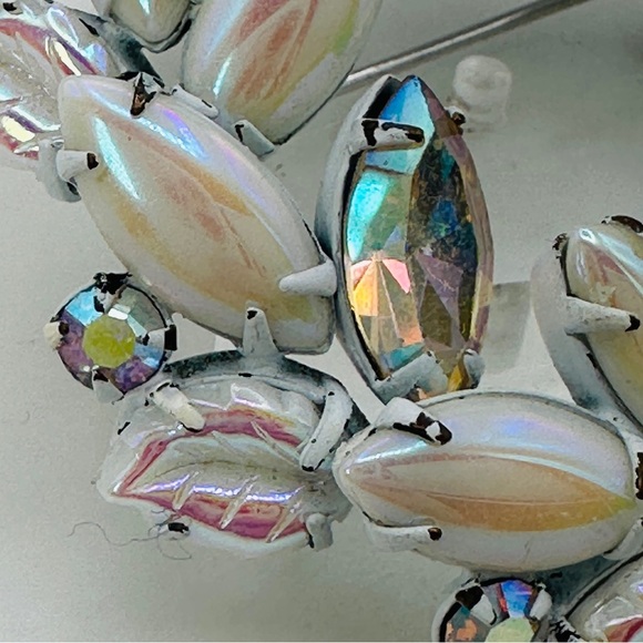 Vintage Regency Signed Brooch Aurora Borealis Rhinestone Circle Pin 1950s Rare - Picture 4 of 10